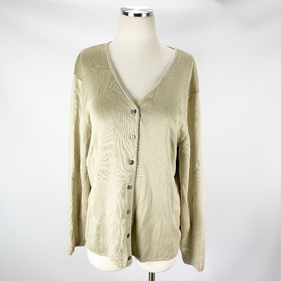 DONCASTER Large Silk STRETCH Cardigan Sweater - Picture 1 of 6